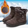 Zapatos de algodón de caña alta gruesos con forro polar para invierno, transfronterizos, para mujer, impermeables, de suela plana, modernos, talla grande, botas de nieve de comercio exterior, disponible para dropshipping