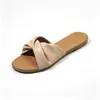 Sandalias Planas de Mujer con Nudo Retorcido y Pliegues para Comercio Exterior Transfronterizo, Sandalias Minimalistas Simples Estilo Coreano para Vacaciones, Zapatos de Mujer para Primavera y Verano en Stock
