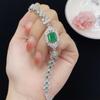 Anillo abierto de lujo con turmalina esmeralda de imitación de algodón de alta gama, collar, pendiente y pulsera para mujer con temperamento