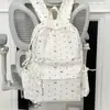 Mochila de Bolinhas com Laço para Alunas do Ensino Fundamental e Médio, Mochila Escolar Doce Estilo College, Bolsa Leve para Viagem e Lazer ao Ar Livre