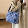 Bolsa de mano grande para ir al trabajo en otoño e invierno, bolsa de hombro para estudiantes, bolsa de mensajero de algodón estilo coreano, bolsa de tela suave y pegajosa portátil