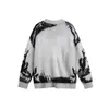 Ropa Vintage 2025 Otoño/Invierno Nuevo Retro Americano Estilo Desolado Perezoso Bloque de Color Bordado Suelto Suéter Pulóver