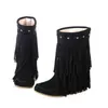 Botas de Nieve Modelo Nuevo de Fábrica Primavera, Otoño, Invierno Exportación Casual Tacón Plano Gamuza Borla Media Pantorrilla Talla Grande 40-43 1210