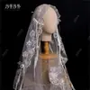 Velo de Encaje Vintage Estilo Francés para Novia de Boda, Velo con Lazo para Vestido de Novia Principal, Adorno Blanco para Sesión de Fotos
