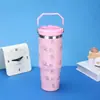 Taza de coche transfronteriza de 30 oz, asa exterior, portátil, taza aislada de acero inoxidable de gran capacidad con pajilla, diseño personalizable