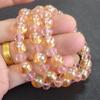Pulsera de Cristal Rosa con Cuentas Ámbar de Cristal Amarillo 8mm Pulsera de Moda Coreana para Hombres y Mujeres