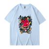 2024 Novo Comércio Exterior Manga Curta Verão Novo Marca Original Europeia e Americana Hip-hop Solto Prajna Wrap Estampada Camiseta