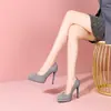 2026 Nuevo Modelo de Comercio Exterior 14cm Plataforma Impermeable Muy Alta Tacones de Aguja para Mujer Punta Fina Tacones de Aguja con Pedrería Zapatos Modelo 10cm