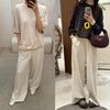 Recomendação PrincipalYuran 26 Nova Coleção Primavera Cobre Amônia Cor Lavada Bloco de Cores Tecido Air Layer Cintura Elástica Perna Larga Calça Air