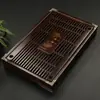 Conjunto de chá Kung Fu com bandeja de drenagem tipo gaveta, uma mesa de chá de madeira maciça para uso doméstico e uma bandeja de chá para guardar folhas de chá