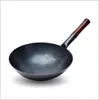 Olla de Hierro Antigua Olla de Hierro para el Hogar Wok Estufa de Gas Wok sin Humo Fondo Redondo sin Recubrimiento Hierro Forjado