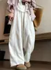 Calças brancas largas de algodão-linho Tencel para mulheres, finas de verão, casuais relaxadas, perna reta, calças soltas de linho Yamamoto