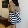 Estilo coreano Casual Artístico Bolsa de Lona Elegante Moda Contraste Cor Bolsa Moda Fresco Bolsa de Ombro Listrada Bolsa Feminina