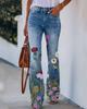 BD 02 260g twill mujer estampado imitación jeans AliExpress ebay Europeo y Americano Comercio exterior pantalones casuales delgados