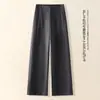 Pantalones de lana de pierna ancha de cintura alta con efecto adelgazante, pantalones de traje de cintura alta holgados, nuevo estilo casual de pierna recta otoño e invierno 2026