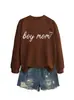 Amazon Ebay Site Independente Casual Simples Elegante Feminino Mãe de Menino Coração Outono e Inverno Gola Redonda Moletom Comércio Exterior