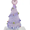 Árbol de Navidad de Vidrio Zibo 15 cm Artesanía de Vidrio Adorno Árbol de Navidad de Vidrio con Forma de Corazón