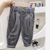 Roupas infantis calças masculinas primavera e outono bebê médio e grande calças infantis outono cor sólida solta crianças esportes calças casuais