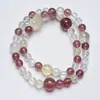 Pulsera de Cristal de Bayas, Cristal Natural, Cristal de Fresa, Cristal de Limón para Mujer, Pulsera Versátil, Regalo, Venta al por Mayor