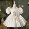 Vestido de Princesa para Niña 2026 Fiesta de Cumpleaños para Niñas Falda Tutú Flor Blanca Dama de Boda Vestido para Niña Pequeña