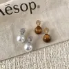 Pendientes de Aro Estilo Francés con Microincrustaciones de Circonita y Cuentas de Torre, Modernos, Exquisitos, Lujo Ligero, Pendientes de Botón Versátiles