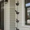 Cadenas de Lluvia con Pájaros Móviles Transfronterizos en Tazas Cadena de Lluvia Pájaros Móviles Decoración Exterior de Metal