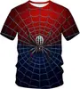 Camiseta Masculina Amazon Cross-Border Estampa de Aranha Roupas Verão Manga Curta Solta Gola Redonda Camiseta Homem-Aranha Roupas