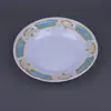 Vajilla de melamina plato de melamina plato redondo de 10 pulgadas plato corrugado plato hondo plástico imitación porcelana plato con calcomanía blanca