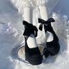 Zapatos Pequeños de Cuero Mary Jane Original Lolita Punta Redonda Tacones Súper Altos Alargadores Correa Lolita Zapatos Pequeños de Cuero Zapatos de Princesa Jk