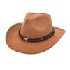 Acessórios de cabeça de boi de metal Ocidental Denim top hat moda transfronteiriça outono e inverno de lã Jazz chapéu chapéu de feltro homens e mulheres cartola