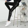 Novedad de Primavera Moda Leggings con Incrustaciones de Diamantes Ropa Exterior para Mujer Leggings Cálidos Forrados de Felpa Talla Grande Ajustados Pantalones hasta el Tobillo