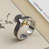 Nuevo Anillo de Pluma de Águila Desgastada Estilo Étnico para Hombres y Mujeres Estilo Hip Hop Pulsera Personalizada Versátil Anillo Abierto Vintage