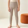 Calça térmica infantil quentinha para meninos e meninas, roupa íntima 7A antibacteriana de cintura alta, leggings espessados, calças de outono de lã e seda, combinação pai-filho