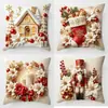 Venta Caliente Transfronteriza Funda de Cojín Navideña Sofá Sala de Estar Reno Rosa Muñeco de Nieve Decoración del Hogar Funda de Cojín