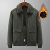 Chaqueta de invierno para hombre, forrada con vellón grueso, estilo aviador de lana de cordero suelta, estilo papá.