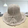 Nuevo Estilo Primavera y Verano 2026 Sombrero de Algodón y Lino Hueco para Mujer, Sombrero de Sol de Verano con Protección Solar, Plegable y Transpirable, Estilo Coreano con Ala Ancha