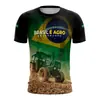 Camiseta Masculina Casual Solta com Gola Redonda, Estampa Digital 3D, Nova Bandeira Nacional, Transfronteiriça, Tamanho Grande, Manga Curta