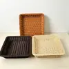 Cestas de Exibição para Vegetais, Cestas de Armazenamento para Frutas, Cestas de Bambu, Cestas de Exibição de Frutas em Rattan Sintético, Cestas Trançadas de Rattan, Cestas Quadradas para Pão