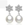 Pendientes de copo de nieve coreanos pendientes de perla temperamento femenino moda pendientes de diamante fabricantes al por mayor en stock una generación de pelo