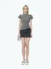 ¡Chuwo STUDIO! Top de Punto Manga Corta Cuello Medio Adornado con Perlas y Diamantes Serie Galaxia, Top de Moda Ajustado