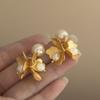 Pendientes de mariposa con diseño de hada francesa dorada, elegantes y modernos, de estilo antiguo, ligeros y lujosos, accesorios de alta gama para mujer.