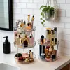 Caixa de armazenamento de mesa giratória para cosméticos e skincare, organizador de penteadeira para casa, caixa de armazenamento para banheiro, luxo leve, em estoque
