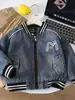 Q09 Chaqueta de Béisbol de Mezclilla de Otoño para Niños Estilo Nuevo Ropa Infantil Chaqueta Elegante de Moda Ropa Casual para Niños