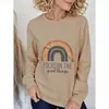 Moletom de Gola Redonda Transfronteiriço para Mulheres com Estampa Arco-Íris, Popular na Amazon e Wish, Item Atacado no Temu