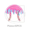 Decoraciones Desechables para Fiesta Temática de Béisbol Helado Transfronterizo Platos para Helado Vasos de Papel Servilletas de Papel Juego de Manteles