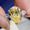 Joias de ouro Longlong 10*14 formato de gota e pera anel de noivado com diamante feminino prata s925 Rede de celebridades Europeu e Americano simulação Diamante de alto carbono