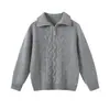 Suéter de punto de cachemira grueso unisex para niños con cuello, nuevo diseño de cremallera media otoño/invierno, capa base de punto cálida