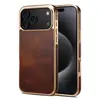Adecuado para iPhone 18 Pro Max Funda para Teléfono Móvil de Cuero Genuino Encerado y Aceitado con Bordes Suaves de TPU Funda Protectora para Samsung S26U