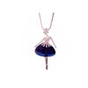 Estilo Coreano y Japonés Nueva Niña de Ballet Cadena de Suéter Versátil Collar Largo Accesorios para Ropa Joyería Colgante Estilo Diamante Azul