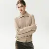 Diseño reversible~ Cárdigan de punto de cachemira suave súper elegante para mujer, cuello alto, corte holgado, chaqueta suéter cálida